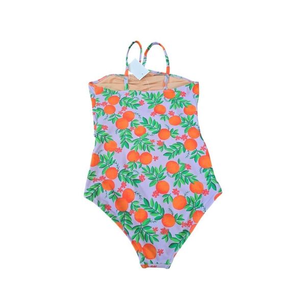 NWTβJ.Crew Crewcuts Girls Size 12 Orange Print Swimsuit UPF 50+ Vintage Lilac - Picture 3 of 7